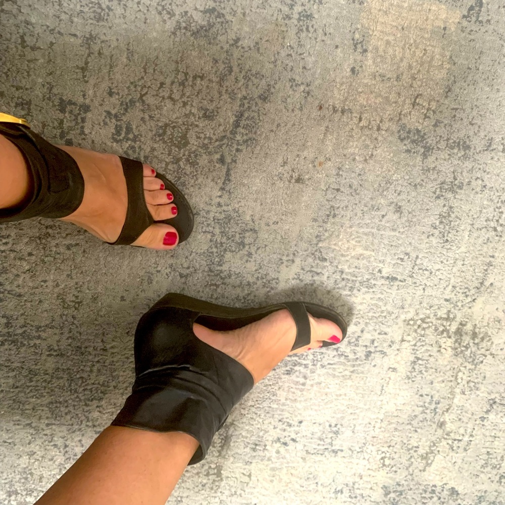 BCBGMaxAzria Wedge Sandals - Black - Size 9 1/2